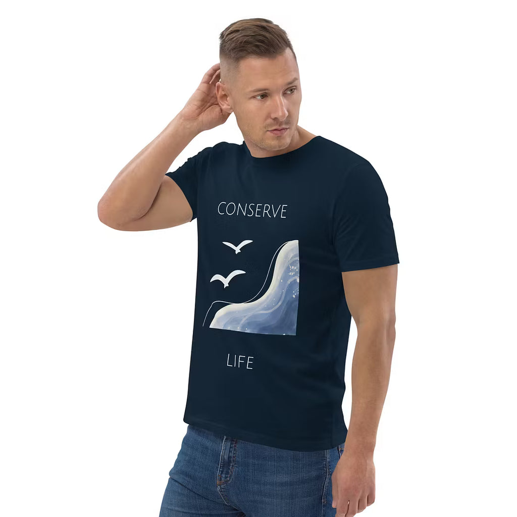 TWFF Conserve Life  'Ocean Oasis' Organic Cotton T-shirt in Navy